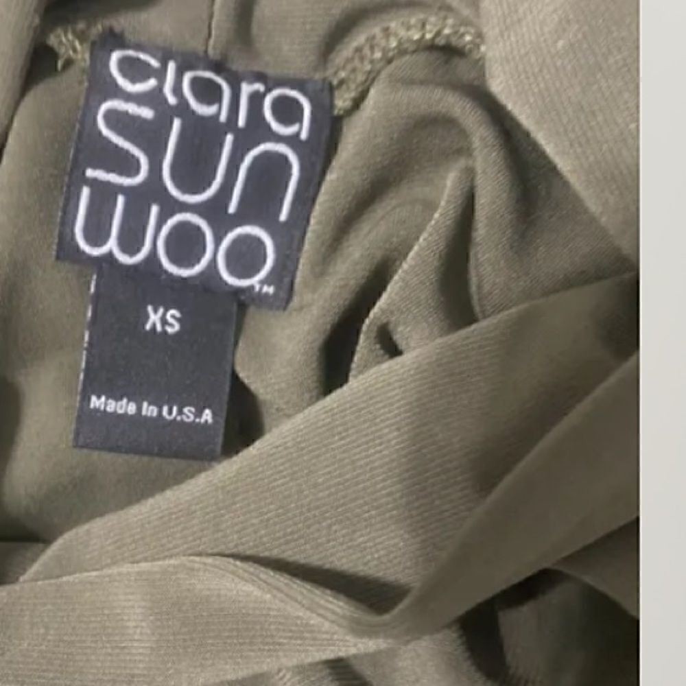 CLARA SUN WOO $89 Olive Mock Neck Cold Shoulder Shift Dress XS - Picture 5 of 5